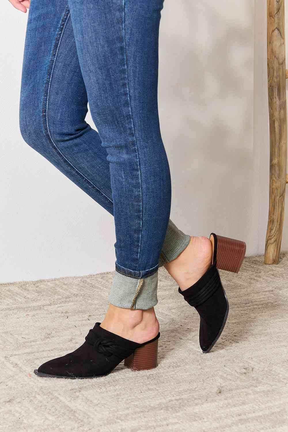 East Lion Corp Pointed-Toe Braided Trim Mules - SwagglyLife Home & Fashion