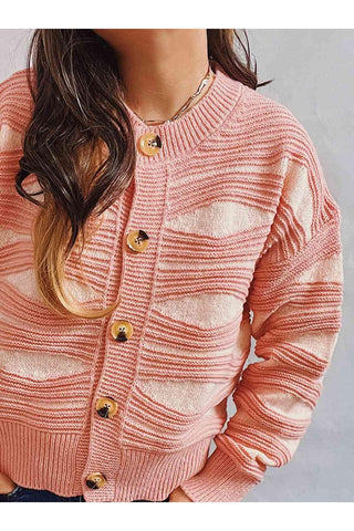 Elena Color Block Button Front Cardigan - SwagglyLife Home & Fashion