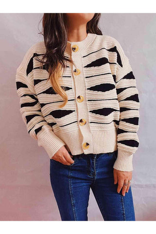 Elena Color Block Button Front Cardigan - SwagglyLife Home & Fashion