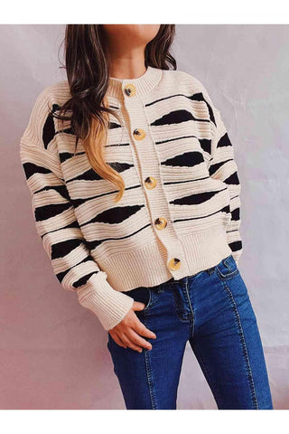 Elena Color Block Button Front Cardigan - SwagglyLife Home & Fashion