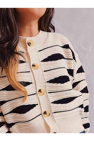 Elena Color Block Button Front Cardigan - SwagglyLife Home & Fashion