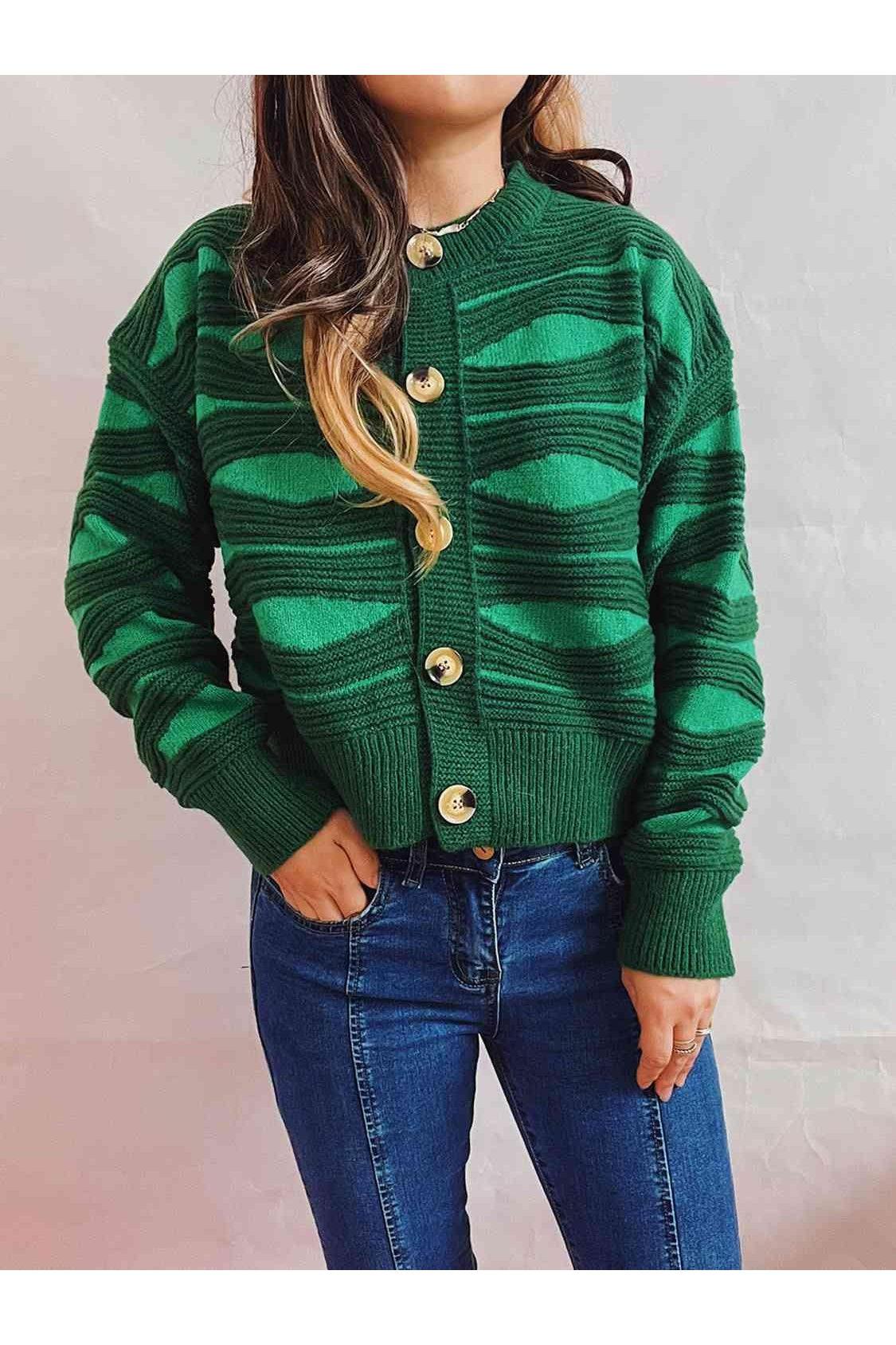 Elena Color Block Button Front Cardigan - SwagglyLife Home & Fashion