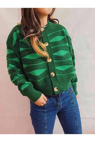 Elena Color Block Button Front Cardigan - SwagglyLife Home & Fashion