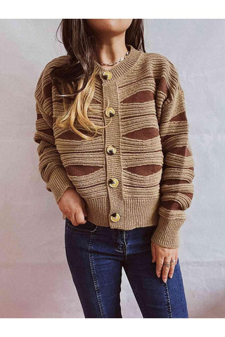 Elena Color Block Button Front Cardigan - SwagglyLife Home & Fashion