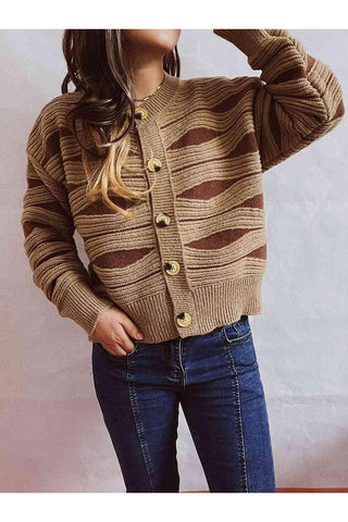 Elena Color Block Button Front Cardigan - SwagglyLife Home & Fashion