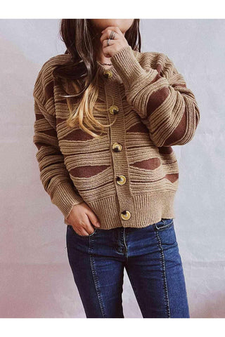 Elena Color Block Button Front Cardigan - SwagglyLife Home & Fashion