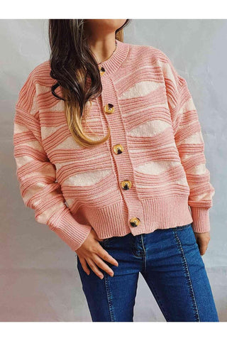 Elena Color Block Button Front Cardigan - SwagglyLife Home & Fashion