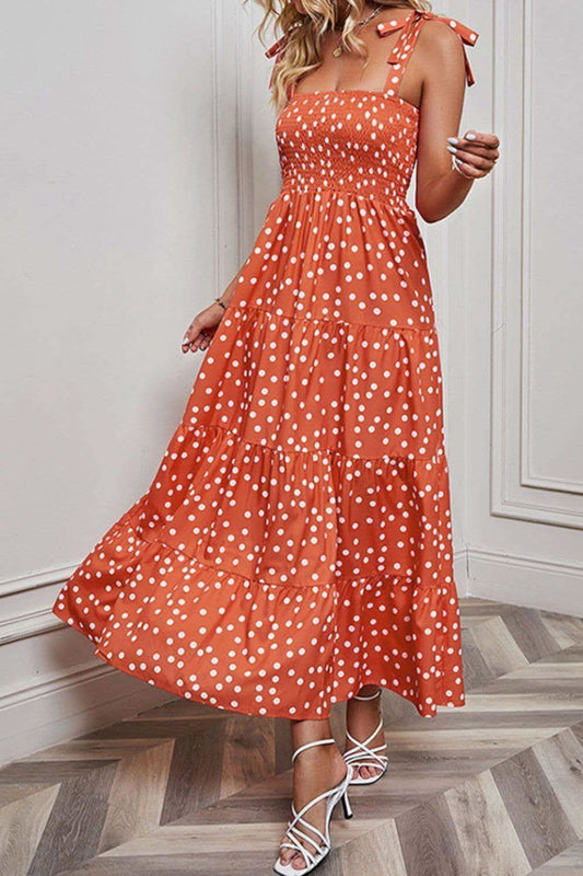 Ella Polka Dot Smocked Tiered Sleeveless Dress in - Dresses photo