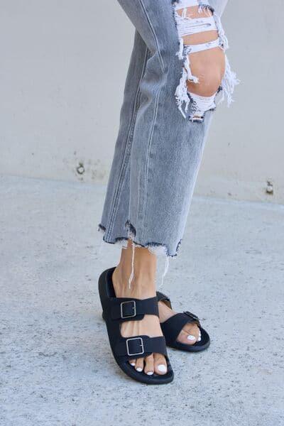 Forever Link Double Buckle Open Toe Sandals - SwagglyLife Home & Fashion