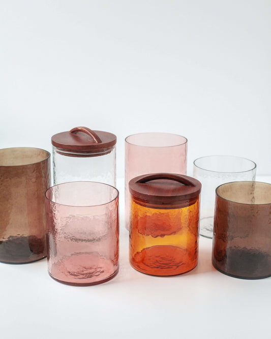 Hammered Glass Canisters with Wood Lid in - Kitchen & Dining photo