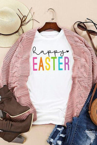 HAPPY EASTER Round Neck Short Sleeve T-Shirt - SwagglyLife Home & Fashion