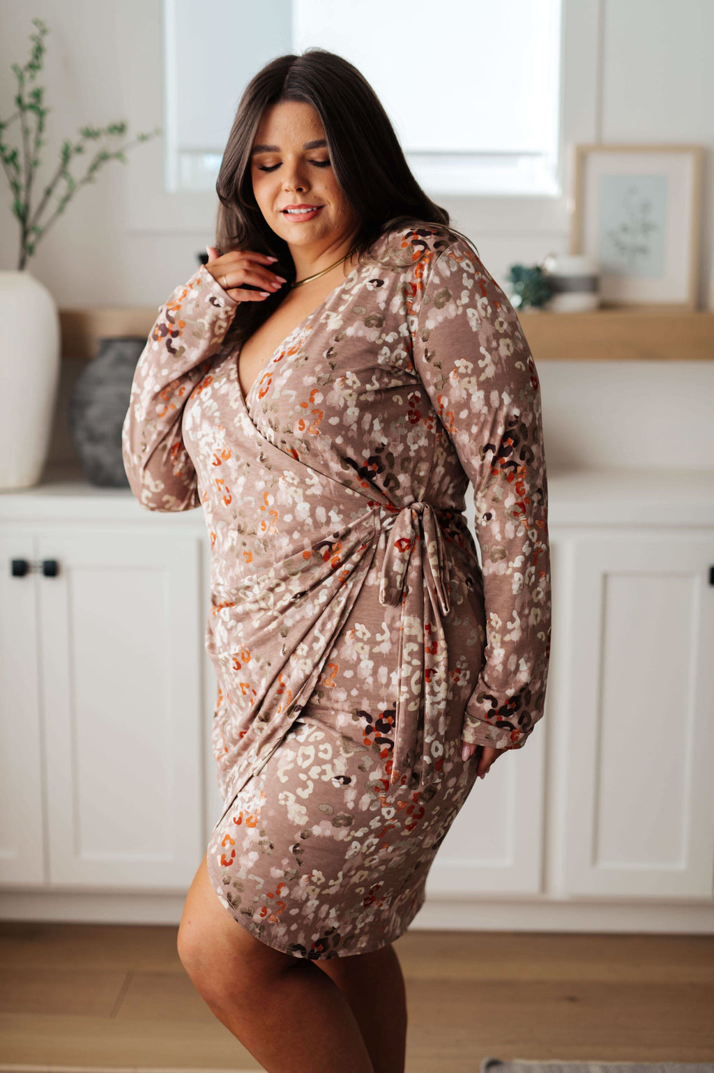 Honey Do I Ever Faux Wrap Dress in Taupe - SwagglyLife Home & Fashion