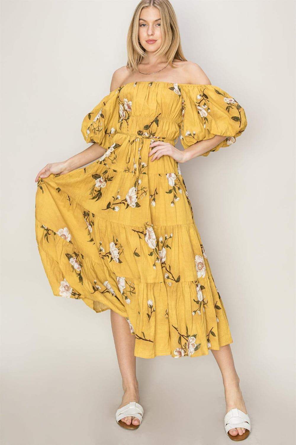 HYFVE Floral Puff Sleeve Tiered Dress - SwagglyLife Home & Fashion