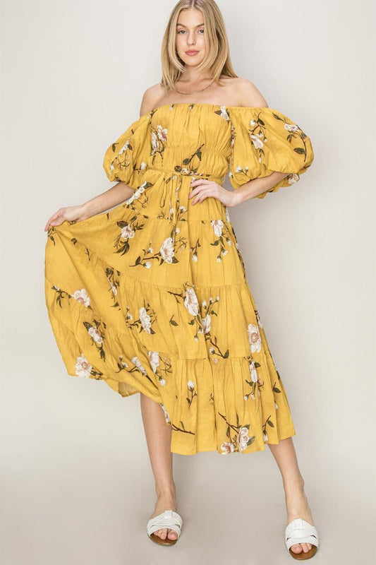 HYFVE Floral Puff Sleeve Tiered Dress - SwagglyLife Home & Fashion