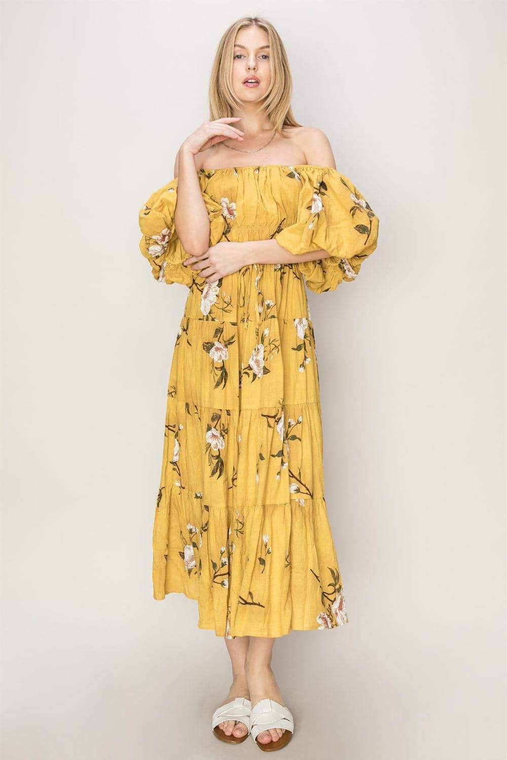 HYFVE Floral Puff Sleeve Tiered Dress - SwagglyLife Home & Fashion