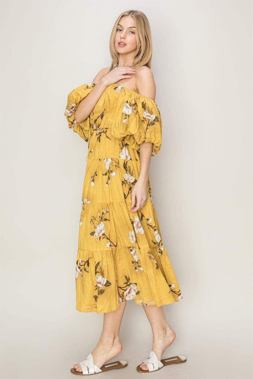 HYFVE Floral Puff Sleeve Tiered Dress - SwagglyLife Home & Fashion