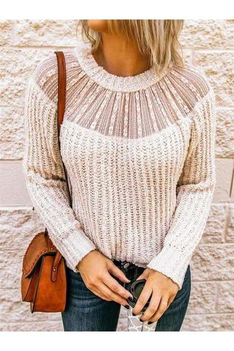 Iris Round Neck Rib-Knit Sweater in - Shirts & Tops photo