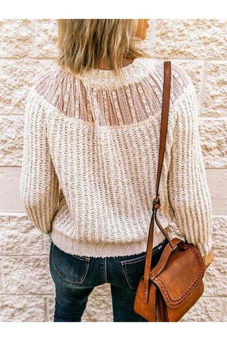 Iris Round Neck Rib-Knit Sweater - SwagglyLife Home & Fashion