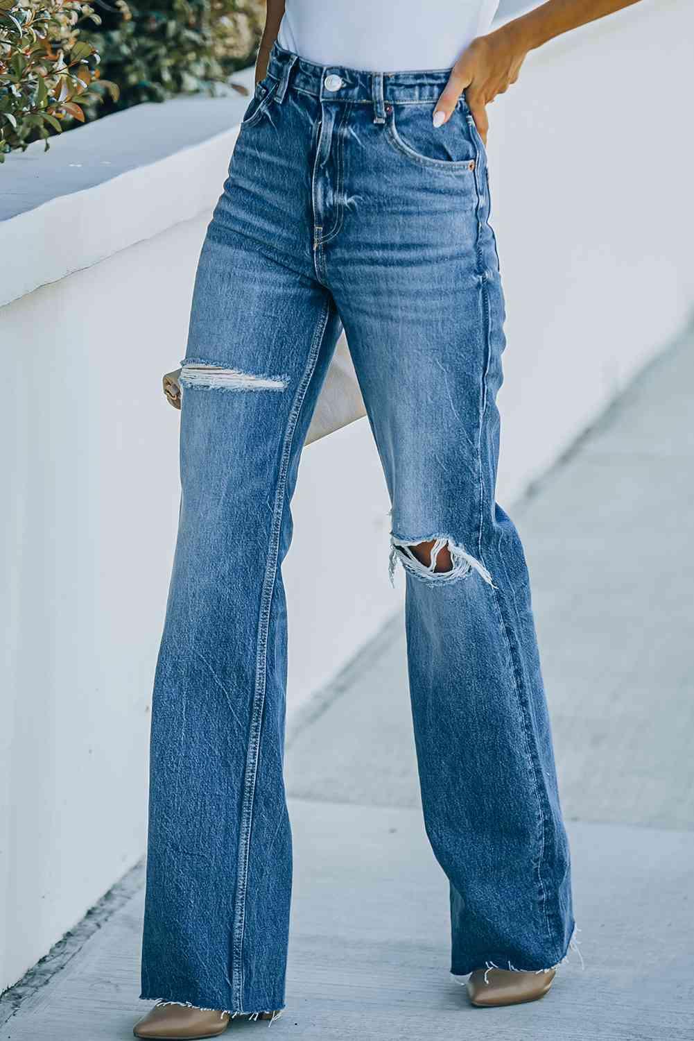 Isla High-Rise Distressed Raw Hem Jeans – SwagglyLife Home & Fashion