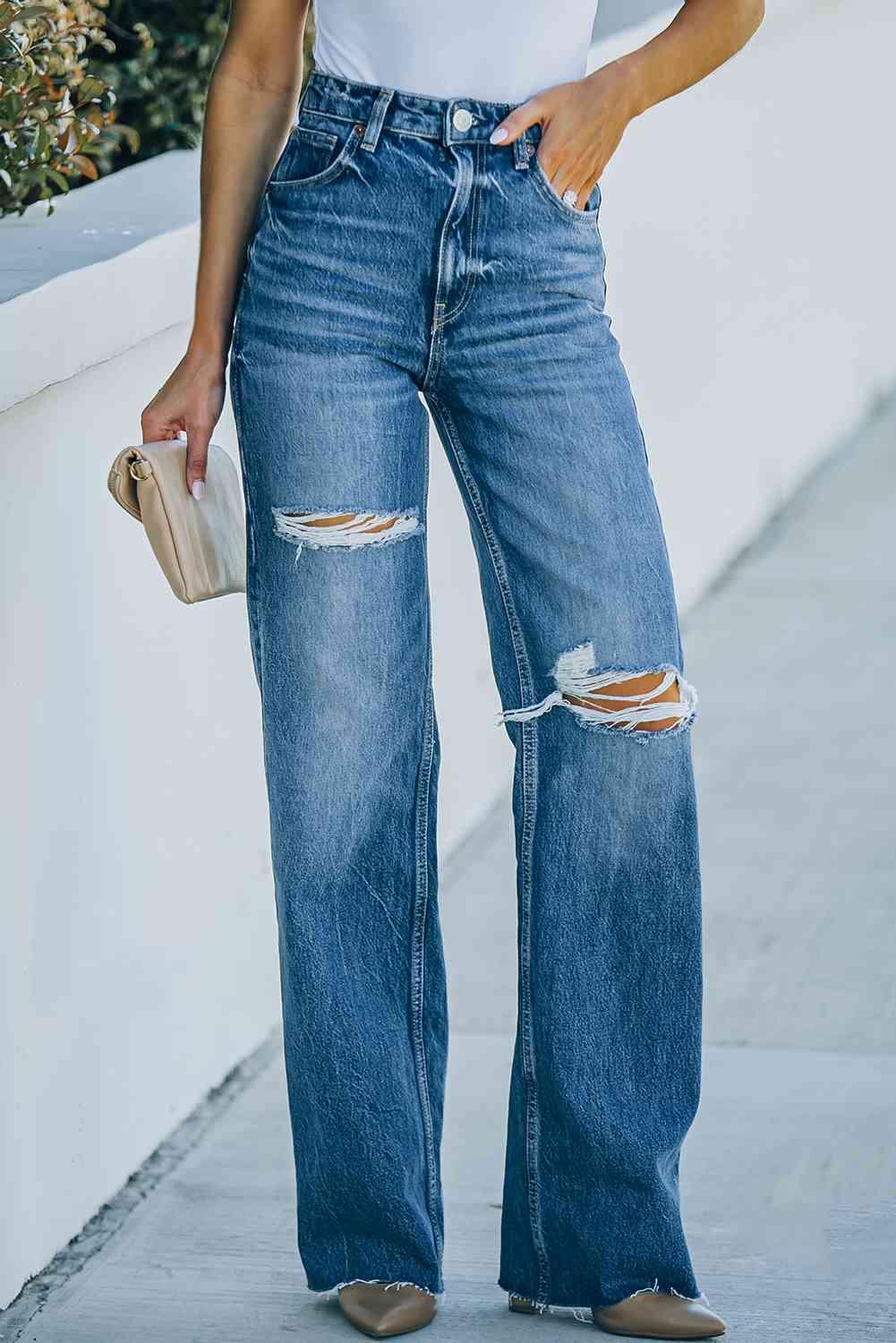 Isla High-Rise Distressed Raw Hem Jeans – SwagglyLife Home & Fashion