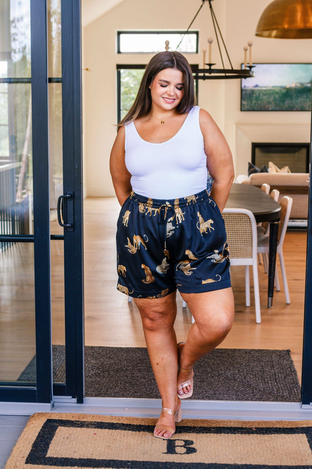 Jodifl Party Animal Leopard Print Satin Set in Black - SwagglyLife Home & Fashion