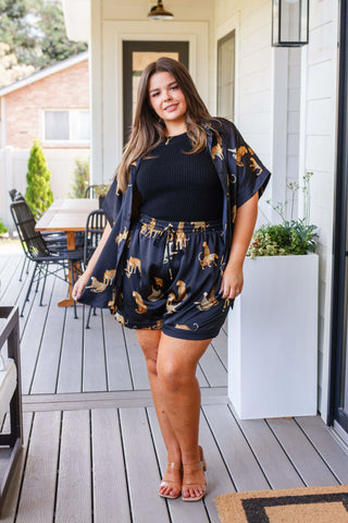 Jodifl Party Animal Leopard Print Satin Set in Black - SwagglyLife Home & Fashion