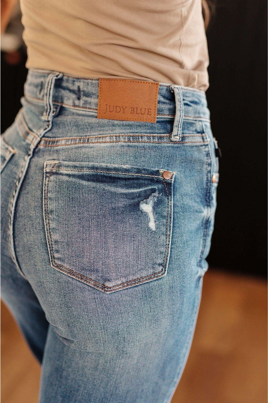 Judy Blue Bree High Rise Control Top Distressed Straight Jeans - SwagglyLife Home & Fashion