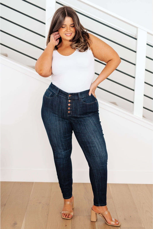 JUDY BLUE Celecia High Waist Hand Sanded Resin Skinny Jeans in - Pants photo