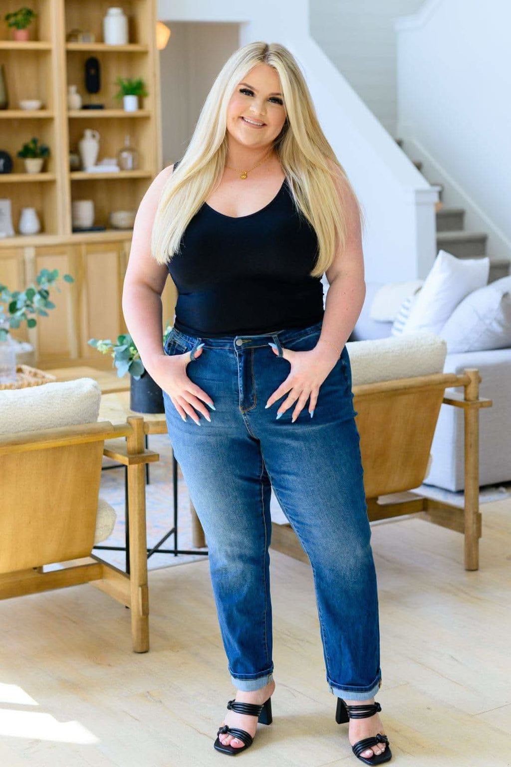 JUDY BLUE Downtown High Rise Boyfriend Jeans - SwagglyLife Home & Fashion