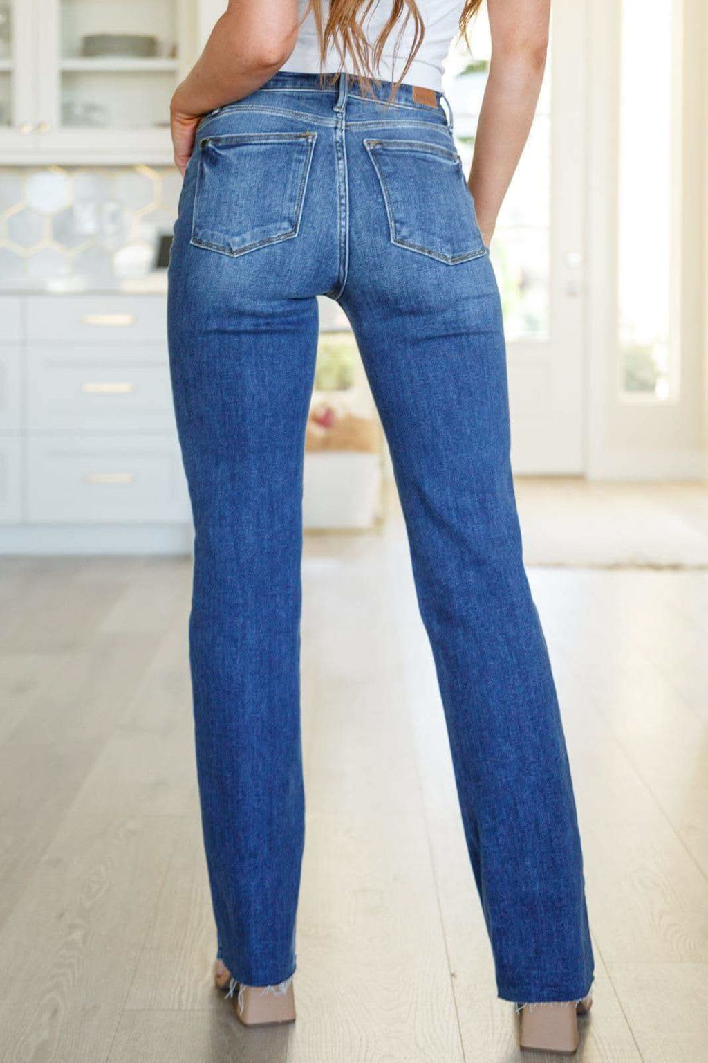Judy Blue Josephine Mid Rise Raw Hem Bootcut Jeans - SwagglyLife Home & Fashion