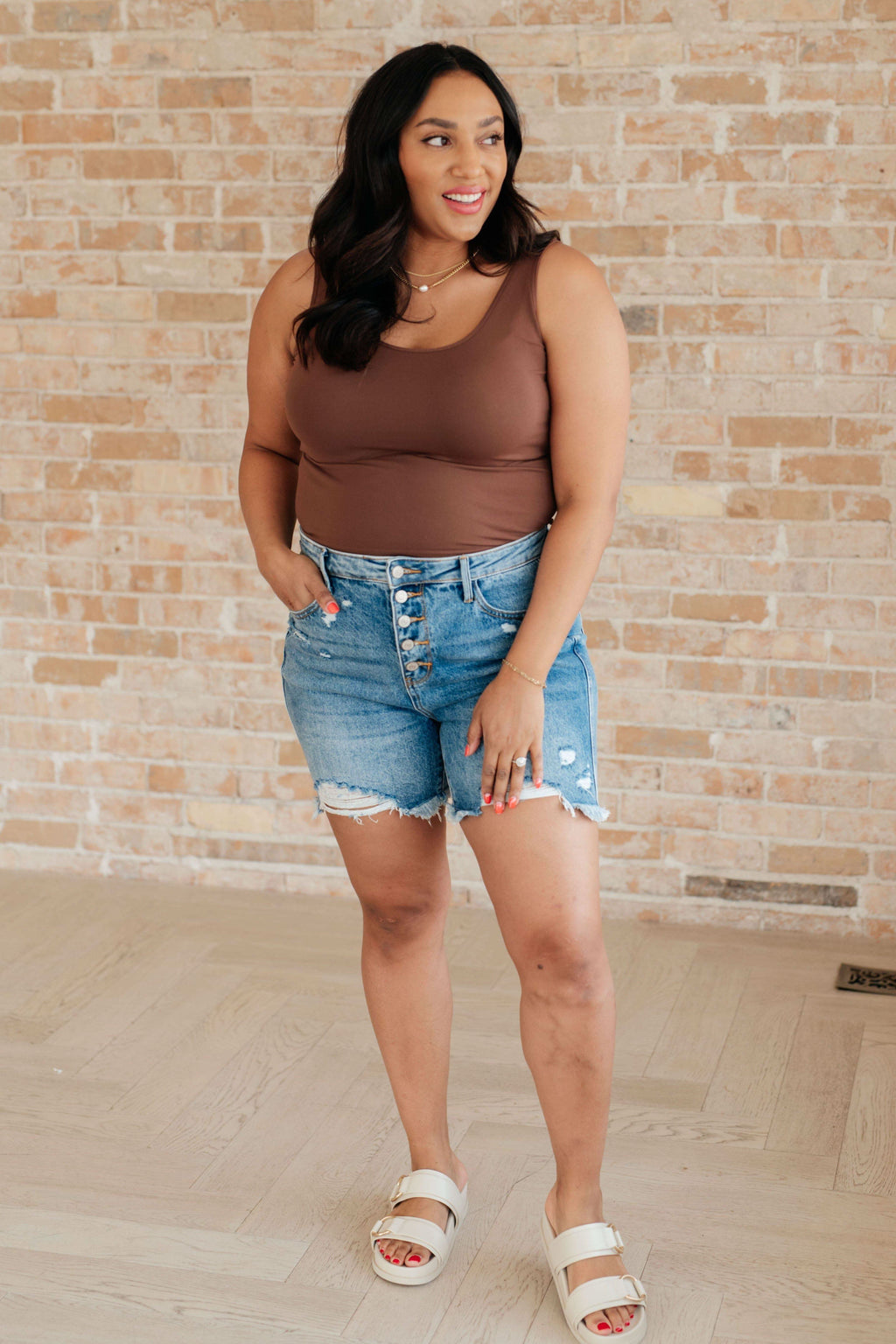 Judy Blue Kara High Rise Rigid Magic Button Fly Cutoff Shorts - SwagglyLife Home & Fashion