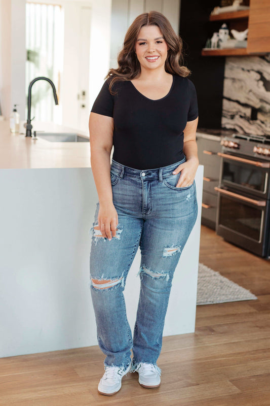 Judy Blue O'Hara Destroyed Straight Jeans in - Denim photo