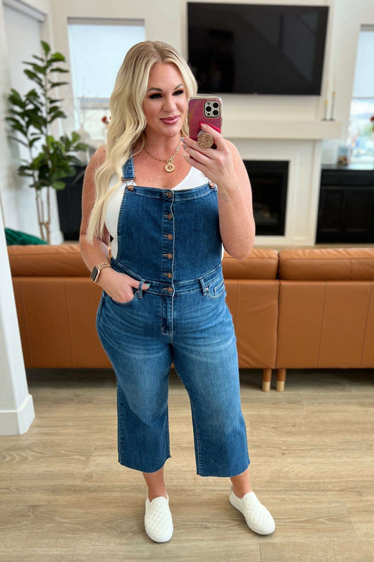 Judy Blue Priscilla High Rise Crop Wide Leg Denim Overalls in 3XL - Overalls photo