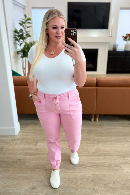 Judy Blue Regina High Rise Garment Dyed Denim Jogger in - Jeans photo