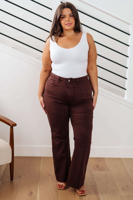 Judy Blue Sienna High Rise Control Top Flare Jeans in Espresso in 24W - Pants photo
