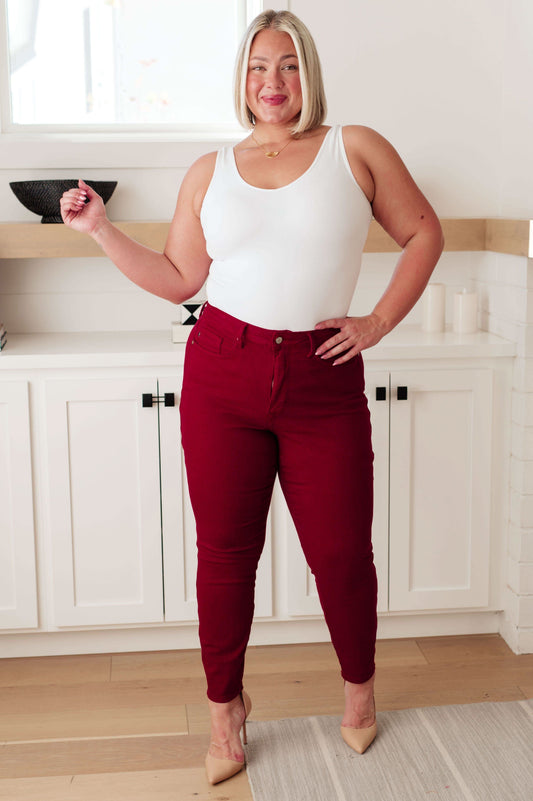 Judy Blue Wanda High Rise Control Top Skinny Jeans Scarlet in - Pants photo