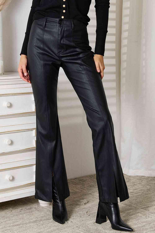 Kancan Slit Flare Leg Pants - SwagglyLife Home & Fashion