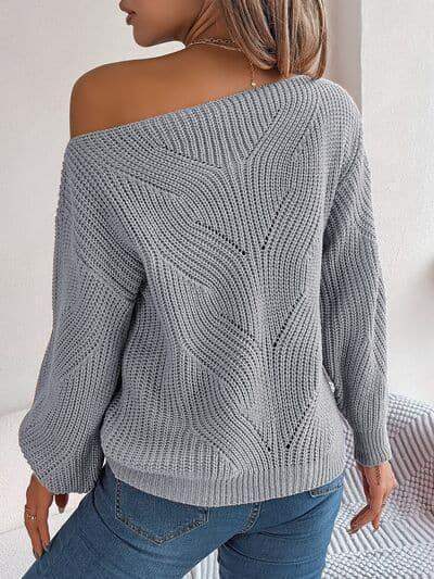 Kayla Openwork Long Sleeve Sweater - SwagglyLife Home & Fashion