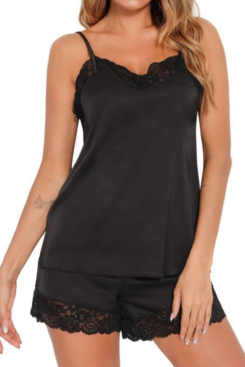 Lace Detail Cami and Shorts Lounge Set - SwagglyLife Home & Fashion