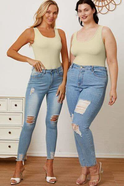 Lauren Basic Bae Full Size Square Neck Sleeveless Bodysuit - SwagglyLife Home & Fashion