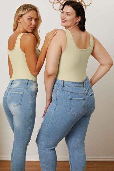 Lauren Basic Bae Full Size Square Neck Sleeveless Bodysuit - SwagglyLife Home & Fashion