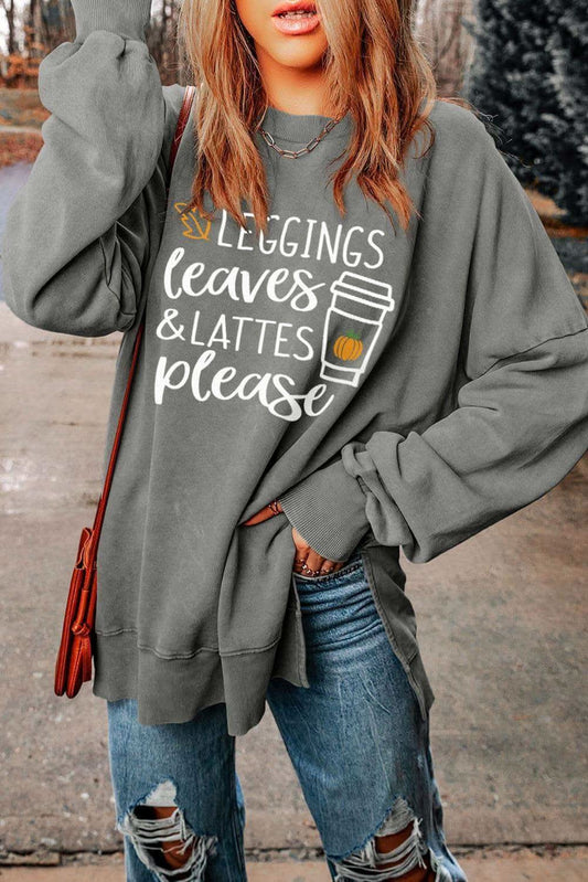 LEGGINGS, LEAVES & LATTES PLEASE Graphic Sweatshirt in - Shirts & Tops photo