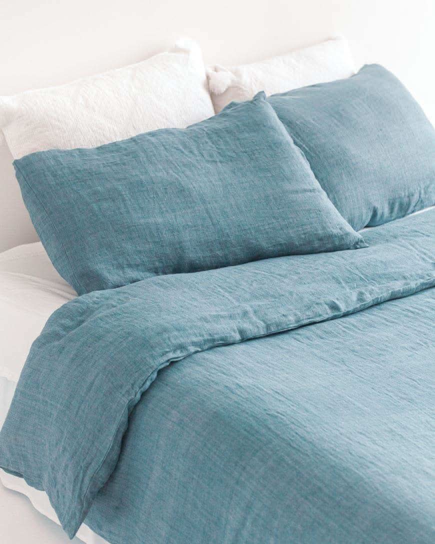Linen Duvet Cover Set - Denim Blue - SwagglyLife Home & Fashion
