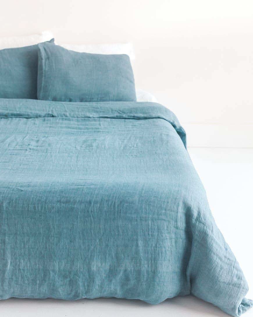 Linen Duvet Cover Set - Denim Blue - SwagglyLife Home & Fashion
