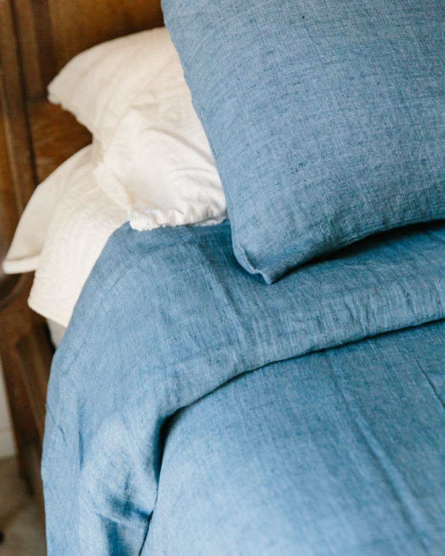 Linen Duvet Cover Set - Denim Blue - SwagglyLife Home & Fashion