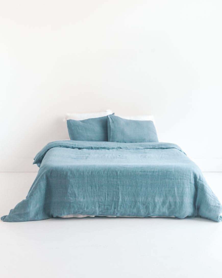 Linen Duvet Cover Set - Denim Blue - SwagglyLife Home & Fashion