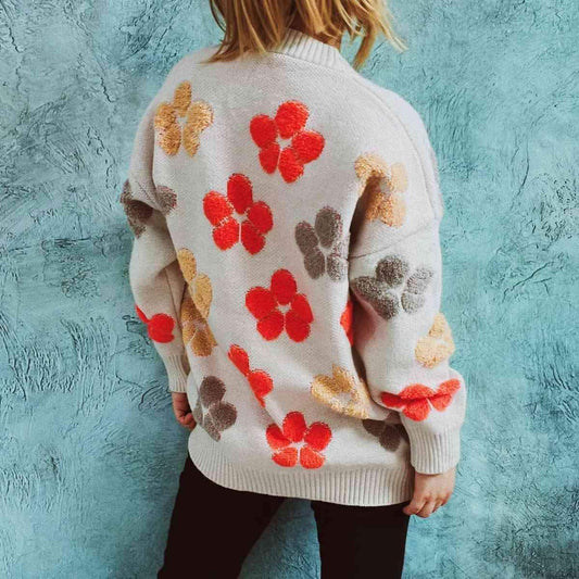 Lola Floral V-Neck Button Up Cardigan with Pockets in - Shirts & Tops photo