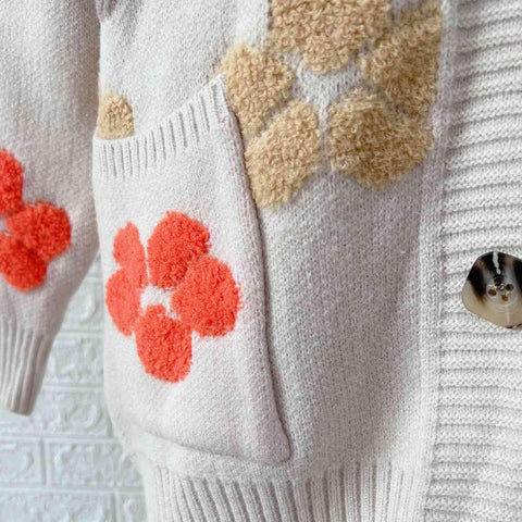 Lola Floral V-Neck Button Up Cardigan with Pockets - SwagglyLife Home & Fashion