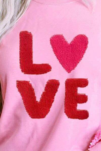 LOVE Sequin Dropped Shoulder Sweatshirt in - Shirts & Tops photo