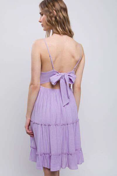 LOVE TREE Lace Detail Tied V-Neck Mini Cami Dress in - Dresses photo